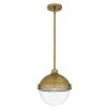 Perrine 1-Light Weathered Brass Mini Pendant with Clear Seeded Glass by Quoizel -Quoizel Sales weathered brass quoizel pendant lights pin1512ws 64 1000