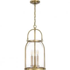 Colonel 3-Light Weathered Brass Mini Pendant by Quoizel