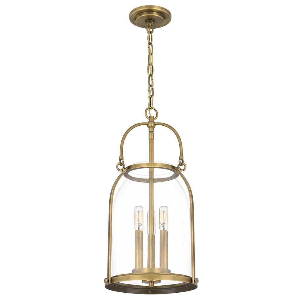 Colonel 3-Light Weathered Brass Mini Pendant by Quoizel 4 Colonel 3-Light Weathered Brass Mini Pendant by Quoizel - Image 2