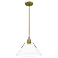 Jessup 1-Light Weathered Brass Mini Pendant with White Shade by Quoizel -Quoizel Sales weathered brass quoizel pendant lights qpp5343ws 4f 1000