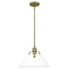 Jessup 1-Light Weathered Brass Mini Pendant with White Shade by Quoizel