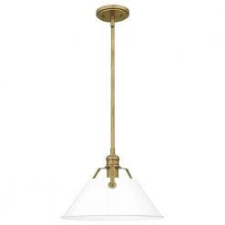 Jessup 1-Light Weathered Brass Mini Pendant with White Shade by Quoizel