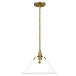 Jessup 1-Light Weathered Brass Mini Pendant with White Shade by Quoizel -Quoizel Sales weathered brass quoizel pendant lights qpp5343ws c3 1000