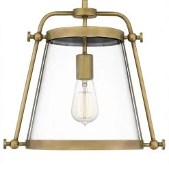 Cardiff 1-Light Weathered Brass Mini Pendant with Clear Glass by Quoizel -Quoizel Sales weathered brass quoizel pendant lights qpp5344ws 44 1000