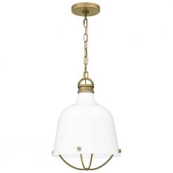 Adlington 1-Light Weathered Brass Mini Pendant with Metal Shade by Quoizel