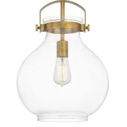 Stella 12 in. 1-Light Weathered Brass Mini Pendant by Quoizel -Quoizel Sales weathered brass quoizel pendant lights stlc1512ws 4f 1000
