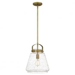 Stella 1-Light Weathered Brass Mini Pendant with Clear Seeded Glass by Quoizel 14 Stella 1-Light Weathered Brass Mini Pendant with Clear Seeded Glass by Quoizel -Quoizel Sales weathered brass quoizel pendant lights stls1512ws 4f 1000