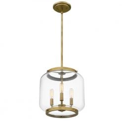 Tapley 3-Light Weathered Brass Mini Pendant with Clear Glass by Quoizel -Quoizel Sales weathered brass quoizel pendant lights tpy1512ws 1f 1000