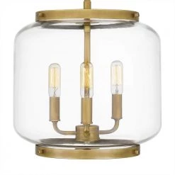 Tapley 3-Light Weathered Brass Mini Pendant with Clear Glass by Quoizel -Quoizel Sales weathered brass quoizel pendant lights tpy1512ws 44 1000