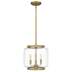 Tapley 3-Light Weathered Brass Mini Pendant with Clear Glass by Quoizel -Quoizel Sales weathered brass quoizel pendant lights tpy1512ws c3 1000