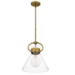 Webster 1-Light Weathered Brass Mini Pendant with Clear Glass by Quoizel -Quoizel Sales weathered brass quoizel pendant lights wbs1512ws 1f 1000