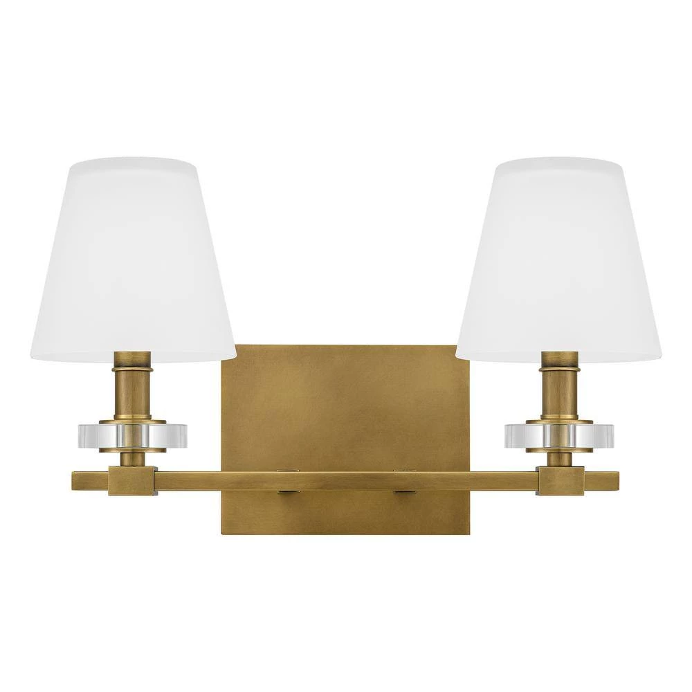 Kelsey Glen 16 in. 2-Light Weathered Brass Vanity Light by Quoizel 6 Kelsey Glen 16 in. 2-Light Weathered Brass Vanity Light by Quoizel - Image 4