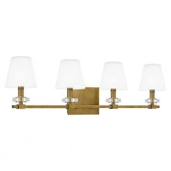 Kelsey Glen 32.25 in. 4-Light Weathered Brass Vanity Light by Quoizel -Quoizel Sales weathered brass quoizel vanity lighting kls8632ws 1f 1000