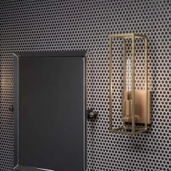 Leighton 1-Light Weathered Brass Wall Sconce by Quoizel -Quoizel Sales weathered brass quoizel vanity lighting lgn8605ws 1f 1000