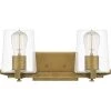 Perry 16 in. 2-Light Weathered Brass Vanity Light with Clear Glass by Quoizel -Quoizel Sales weathered brass quoizel vanity lighting pry8616ws 64 1000