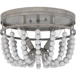 Lewes 12.75 in. 3-Light Weathered White Maple Flush Mount by Quoizel -Quoizel Sales weathered white maple quoizel flush mount lights qfl5574wm 4f 1000