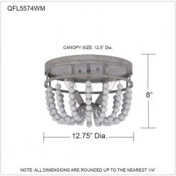 Lewes 12.75 in. 3-Light Weathered White Maple Flush Mount by Quoizel -Quoizel Sales weathered white maple quoizel flush mount lights qfl5574wm 76 1000