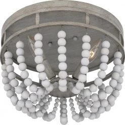 Lewes 12.75 in. 3-Light Weathered White Maple Flush Mount by Quoizel -Quoizel Sales weathered white maple quoizel flush mount lights qfl5574wm c3 1000