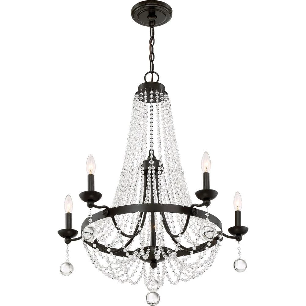 Livery 5-Light Western Bronze Candle-Style Chandelier by Quoizel 4 Livery 5-Light Western Bronze Candle-Style Chandelier by Quoizel - Image 2