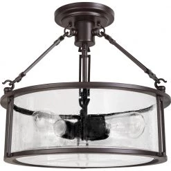 Buchanan 3-Light Western Bronze Semi-Flush Mount by Quoizel -Quoizel Sales western bronze quoizel flush mount lights bcn1716wt c3 1000