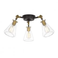 McCall 3-Light Western Bronze Semi-Flush Mount by Quoizel -Quoizel Sales western bronze quoizel flush mount lights mcc1718wt 4f 1000