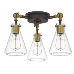 McCall 3-Light Western Bronze Semi-Flush Mount by Quoizel -Quoizel Sales western bronze quoizel flush mount lights mcc1718wt c3 1000