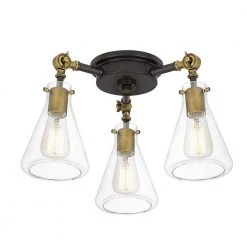 McCall 3-Light Western Bronze Semi-Flush Mount by Quoizel -Quoizel Sales western bronze quoizel flush mount lights mcc1718wt e1 1000