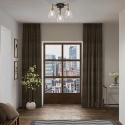 McCall 3-Light Western Bronze Semi-Flush Mount by Quoizel -Quoizel Sales western bronze quoizel flush mount lights mcc1718wt fa 1000