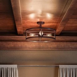 New Harbor 20 in. 5-Light Western Bronze Semi-Flush Mount by Quoizel -Quoizel Sales western bronze quoizel flush mount lights nhr1720wt fa 1000