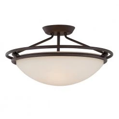 Ashland 20 in. 3-Light Western Bronze Semi-Flush Mount by Quoizel