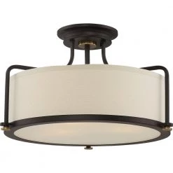 Calvary 3-Light Western Bronze Semi-Flush Mount by Quoizel