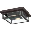 Westover 2-Light Western Bronze Flush Mount with Clear Beveled Glass by Quoizel