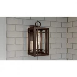 Pelham 9.5 in. 1-Light Western Bronze Outdoor Wall Lantern Sconce with Clear Seeded Glass by Quoizel 12 Pelham 9.5 in. 1-Light Western Bronze Outdoor Wall Lantern Sconce with Clear Seeded Glass by Quoizel -Quoizel Sales western bronze quoizel outdoor sconces plh8410wt 40 1000