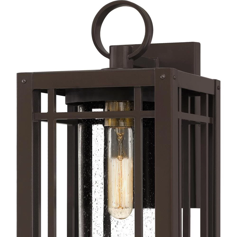 Pelham 9.5 in. 1-Light Western Bronze Outdoor Wall Lantern Sconce with Clear Seeded Glass by Quoizel 10 Pelham 9.5 in. 1-Light Western Bronze Outdoor Wall Lantern Sconce with Clear Seeded Glass by Quoizel - Image 8