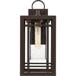 Pelham 9.5 in. 1-Light Western Bronze Outdoor Wall Lantern Sconce with Clear Seeded Glass by Quoizel 15 Pelham 9.5 in. 1-Light Western Bronze Outdoor Wall Lantern Sconce with Clear Seeded Glass by Quoizel -Quoizel Sales western bronze quoizel outdoor sconces plh8410wt 4f 1000
