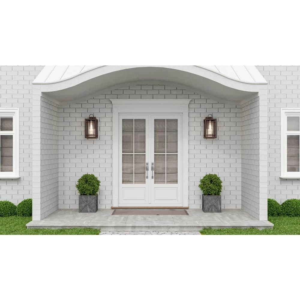 Pelham 9.5 in. 1-Light Western Bronze Outdoor Wall Lantern Sconce with Clear Seeded Glass by Quoizel 4 Pelham 9.5 in. 1-Light Western Bronze Outdoor Wall Lantern Sconce with Clear Seeded Glass by Quoizel - Image 2