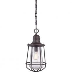 Marine 1-Light Western Bronze Cage Pendant Light by Quoizel