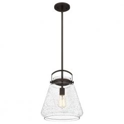 Stella 1-Light Western Bronze Mini Pendant with Clear Seeded Glass by Quoizel -Quoizel Sales western bronze quoizel pendant lights stls1512wt 1f 1000