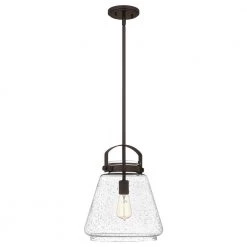 Stella 1-Light Western Bronze Mini Pendant with Clear Seeded Glass by Quoizel -Quoizel Sales western bronze quoizel pendant lights stls1512wt 4f 1000
