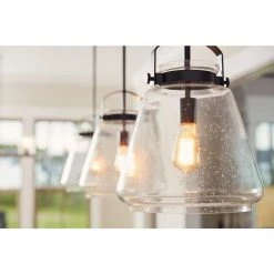 Stella 1-Light Western Bronze Mini Pendant with Clear Seeded Glass by Quoizel -Quoizel Sales western bronze quoizel pendant lights stls1512wt 66 1000