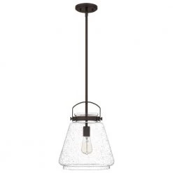 Stella 1-Light Western Bronze Mini Pendant with Clear Seeded Glass by Quoizel -Quoizel Sales western bronze quoizel pendant lights stls1512wt c3 1000
