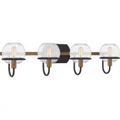 Phoenix 30.75 in. 4-Light Western Bronze Vanity Light with Clear Seeded Glass by Quoizel 10 Phoenix 30.75 in. 4-Light Western Bronze Vanity Light with Clear Seeded Glass by Quoizel -Quoizel Sales western bronze quoizel vanity lighting phx8631wt 4f 1000