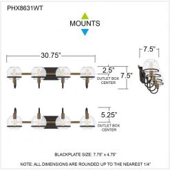 Phoenix 30.75 in. 4-Light Western Bronze Vanity Light with Clear Seeded Glass by Quoizel 13 Phoenix 30.75 in. 4-Light Western Bronze Vanity Light with Clear Seeded Glass by Quoizel -Quoizel Sales western bronze quoizel vanity lighting phx8631wt fa 1000