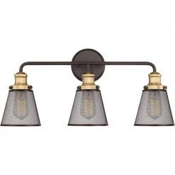 Vault 3-Light Western Bronze Vanity Light by Quoizel