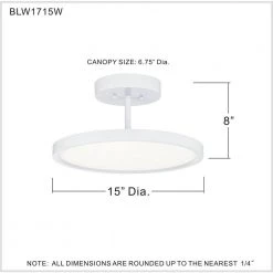 Beltway 15 in. White Lustre LED Semi-Flush Mount by Quoizel -Quoizel Sales white lustre quoizel flush mount lights blw1715w 4f 1000