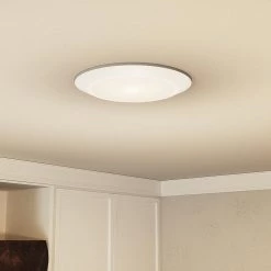 Verge 12 in. White Lustre LED Flush Mount by Quoizel -Quoizel Sales white lustre quoizel flush mount lights vrg1612w 31 1000
