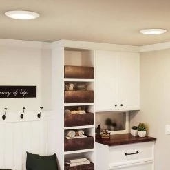 Verge 12 in. White Lustre LED Flush Mount by Quoizel -Quoizel Sales white lustre quoizel flush mount lights vrg1612w 44 1000