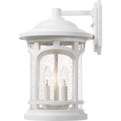 Marblehead 1-Light White Lustre Outdoor Wall Lantern Sconce by Quoizel -Quoizel Sales white lustre quoizel outdoor sconces mbh8409w 1f 1000