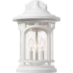 Marblehead 1-Light White Lustre Outdoor Wall Lantern Sconce by Quoizel -Quoizel Sales white lustre quoizel outdoor sconces mbh8409w 4f 1000