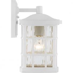 Stonington 1-Light White Outdoor Wall Lantern Sconce by Quoizel -Quoizel Sales white lustre quoizel outdoor sconces snn8408w 1f 1000